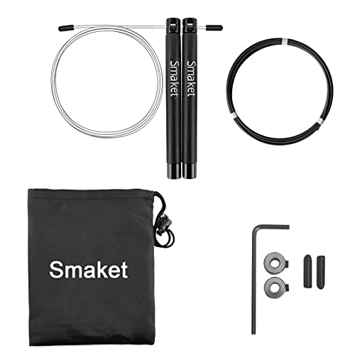 Speed Crossfit Jump Rope, easy double unders. Wire anti-entanglement. - color: Black