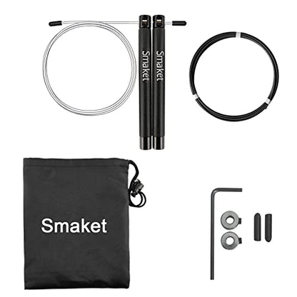 Speed Crossfit Jump Rope, easy double unders. Wire anti-entanglement. - color: Black