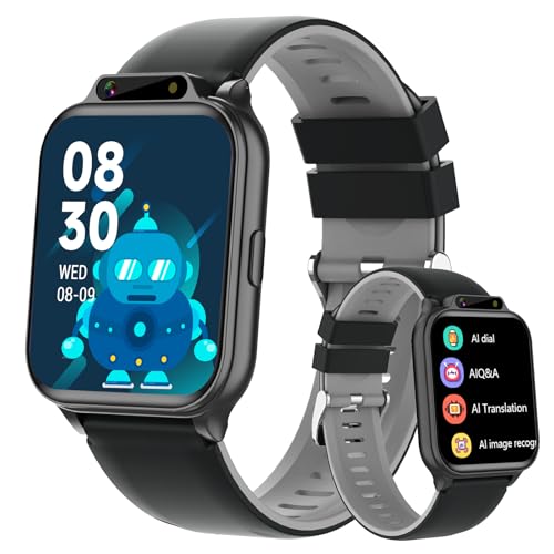 1.85" Kids Watch, AI(Translation/Q&A/Watch Face/Image Recognition)Smartwatches with Heart Rate,Sleep Monitor,Video Music Pedometer,NO APP/Phone, Gifts for 3-12 Years old Boys Girls(Built-in AI, Black) - color: Black, size: 1.85" Built-in AI