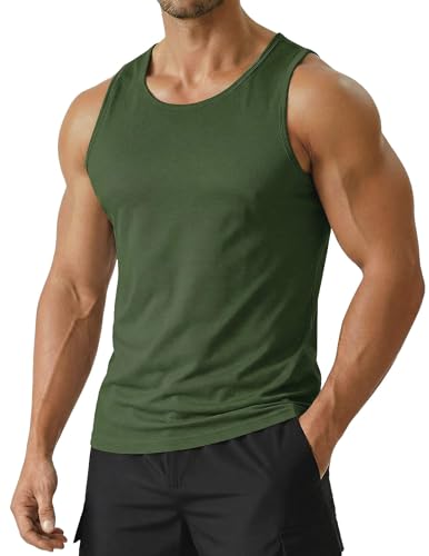 PINSPARK Men's UPF 50+ Quick Dry Tank Tops Athletic Muscle Tee - color: Army Green, size: 3X-Large