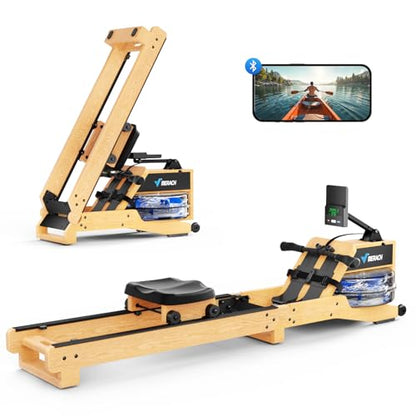 Merach R280 Water Rowing Machine, Foldable & Space-Saving, 400lbs Capacity - style: Oak - Basic