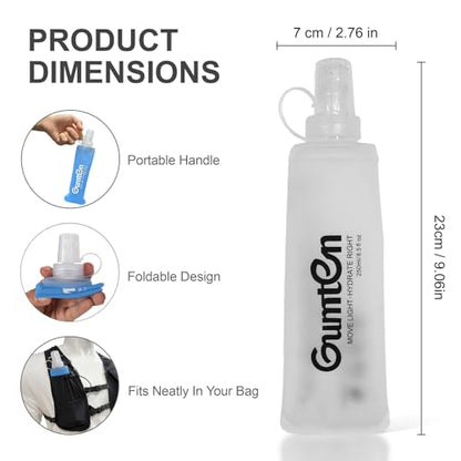 2 Pack Soft Flask 250ml TPU BPA-Free Soft Water Bottle Leak-Proof Collapsible for Hydration Pack Running Vest Marathon Hiking Cycling (Transparent) - color: 2pcs, 250ml Transparent