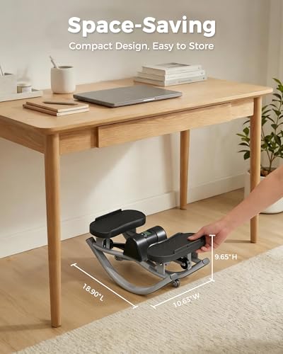FineWay Upgraded Rock Stepper 2.0 for Exercise at Home, Rocking Stepper Side to Side, Low-Impact Knee-Friendly Exercise Machine with Resistance Bands, LCD Monitor & 330 LBS Capacity, Full Body Workout - color: Black