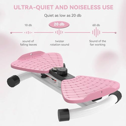renZEC Waist Twister Machine, Adjustable Exercise Twist Board for Women Men, Noiseless Ab Twister for Home Gym Equipment, 330 lbs Capacity | Track Time, Reps, Calories with Digital Display - color: Pink