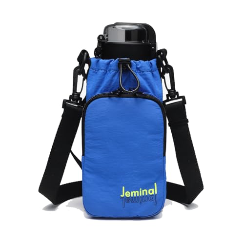 JEMINAL Water Bottle Sling Crossbody Bag with Strap, Small Cross Body Sling with Pockets for 20-40 oz Water Bottle, Keys, Cash, Phone - color: Blue