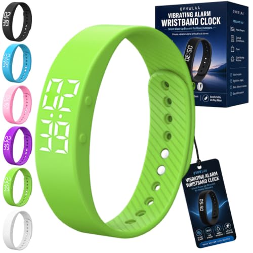 Vibrating Alarm Wristband Clock, Mens Bracelet Smart Digital Watch for Heavy Sleepers, Waterproof Effective Couples Travel Silent Shock Alarm Wake up Wrist Bracelets for Men & Women(F,Side-Button) - color: F, size: Side-Button