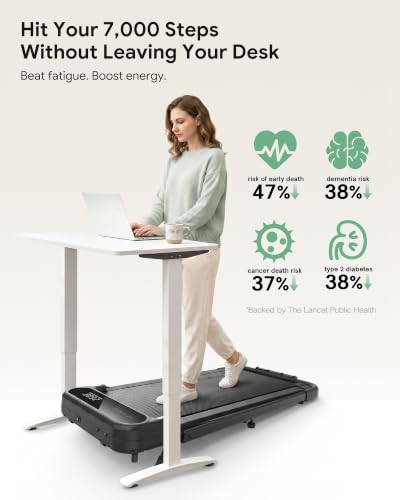 UREVO Strol 2E Pro Smart Walking Pad Treadmill with APP, 12% Incline, Compact Walking Pad with Safety Handle, Plug & Play, Desk Treadmill with LED Display, Walking & Running for Home Office - color: grey