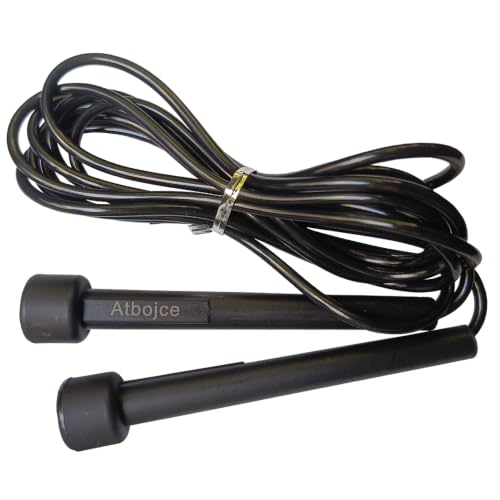 Speed Jump Rope, Adjustable Black PVC Skipping Rope, 9.18ft Long