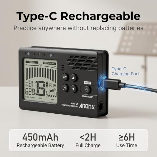 Ulumac Rechargeable Digital Metronome Tuner for Guitar/Bass/Violin/Ukulele - size: 2 in 1 (Rechargeable)