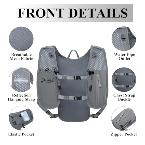 Runlight Running Vest for Women Men Lightweight Hydration Backpack Pack with 1.5L Water Bladder Bag Hydro Daypack for Hiking,Trail,Skiing,Camping,Cycling,Race,Marathon - color: Grey