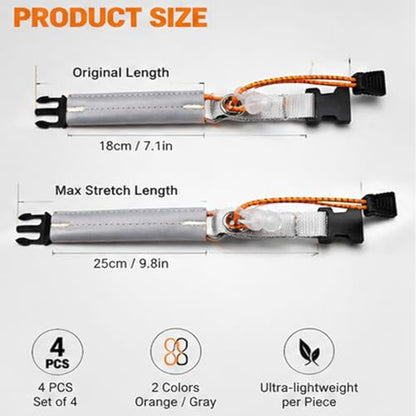 4 PCS Reflective Ankle Straps for Cycling, Adjustable Pant Leg Bands - color: Orange