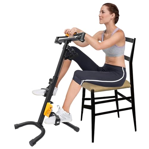 Portable Pedal Exerciser Bike,Foldable Pedal Exerciser,Indoor Cycling Fitness Equipment,Home Workout Physical Therapy Equipment for Seniors,8-Level Height Adjustable,Triangle Structure(Black)