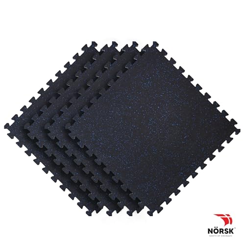 Norsk Rubber-Tec Gym Floor Tiles, Black/White Flecks, 4-Pack