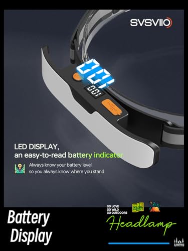 svsviio K0206 1500 Lumens Rechargeable LED Headlamp,Super Bright 230° Wide Beam Head lamp,3 Modes,Lightweight,IPX5,Head Lights for Forehead,Hard Hat Flashlight for Adults Camping Essentials Gear - size: 1 Pack