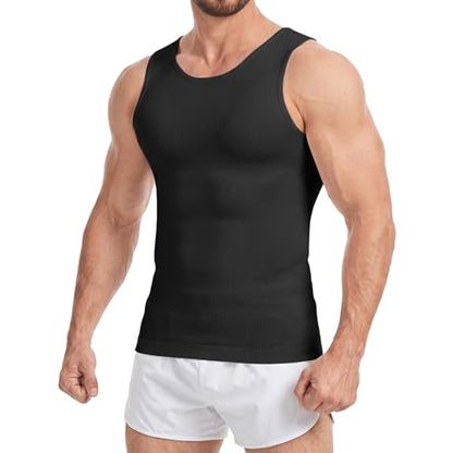 Sleeveless Compression Shirt Men Slimming Body Shaper Vest Mens Compression Tank Top Undershirt Shapewear Tummy Control - color: Black, size: XX-Large