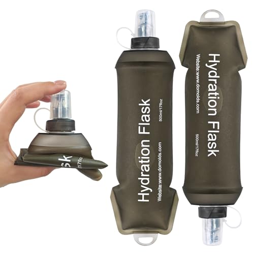 2Pcs 500ml Soft Flask, TPU Collapsible Soft Water Bottle for Hydration Pack, Running Vest, Leak-Proof Folding Water Bottle for Hiking Cycling Climbing Jogging- Grey - color: 500ML Grey