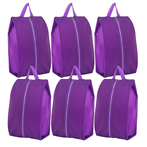 6pcs Portable Shoe Organizer, Travel Pouches with Zipper, Golf Shoe Bags, Clothes Bags, Soccer Cleats Bag Shoe Pouch for Gym, Waterproof, Odor-Resistant (Purple) - color: Purple