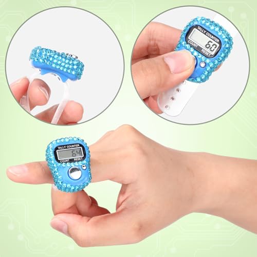 Simgoing Electronic Finger Clicker Counter, Rhinestones Tally Tasbeeh Counter Gifts for Prayer Islamic Golf Counting Goods Lap Knitting Bling Accessories - color: Classic Colors