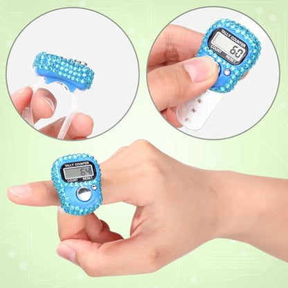 Simgoing Electronic Finger Clicker Counter, Rhinestones Tally Tasbeeh Counter Gifts for Prayer Islamic Golf Counting Goods Lap Knitting Bling Accessories - color: Classic Colors