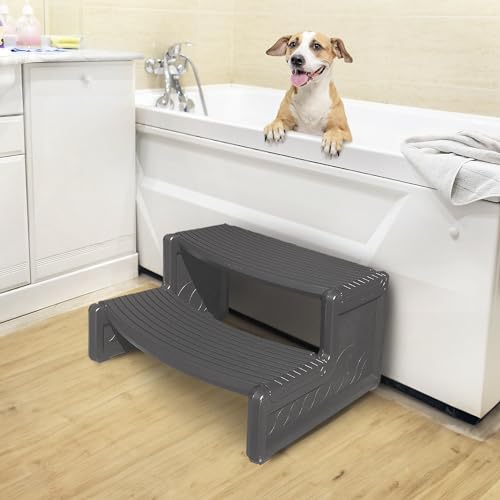 Confer Plastics Resin Multi Purpose Outdoor Non Slip Portable Spa and Hot Tub Handi-Step Deck Patio Steps Accessories, Charcoal Grey - color: Charcoal Grey