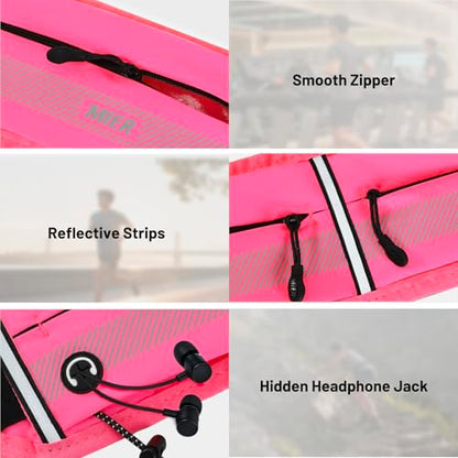 MIER Running Belt for Women & Men, Fanny Pack with Marathon Bib Clip, Pink - color: Pink