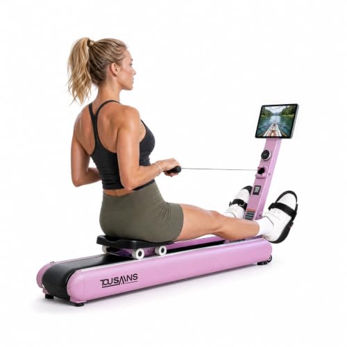 TOUSAINS ER7 Self-Powered Rowing Machine, Magnetic Folding Rowing Machine for Home with 32 Resistance Levels, Quiet Dual Rail Foldable Rower for Full Body Workout - color: Purple