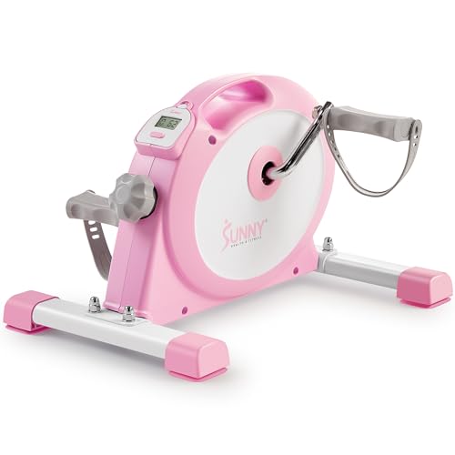 Sunny Health & Fitness Smart Mini Cycle, Under Desk Pedal Arm/Leg Exerciser - color: Pink