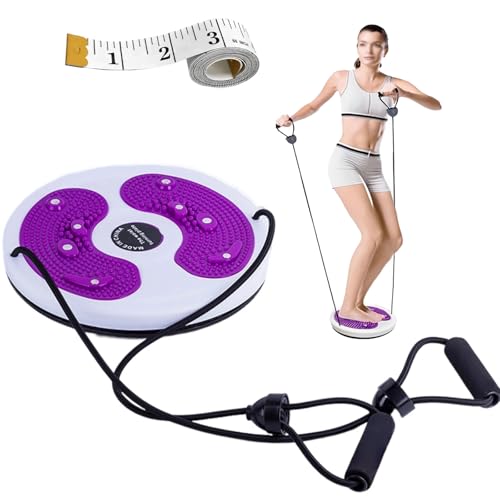 2 PCS Ab Twist Waist Disc Board,Waist Twister Machine Exercise with Leather Tape Measure Aerobic Exercise Fitness Machine with Pull Rope for Home Office Foot Massage