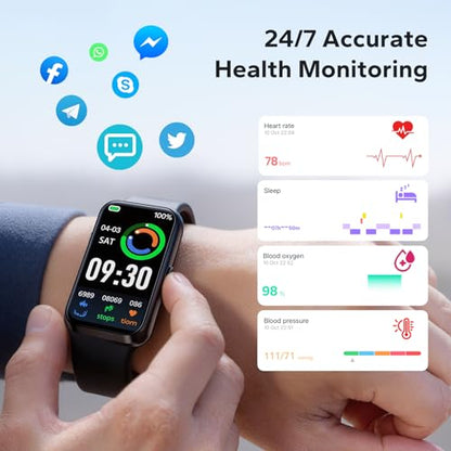 Fitness Tracker with 24/7 Heart Rate & Blood Oxygen Monitor, 1.47" OLED Color Screen Smart Watch, Waterproof Activity Tracker with Sleep Step Counter & Smart Notifications for Men Women