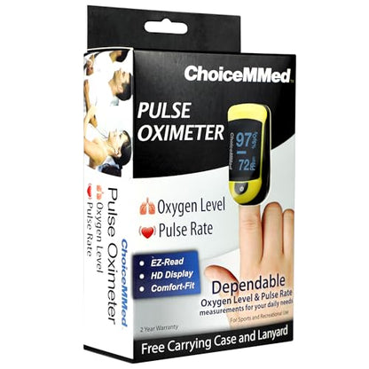 ChoiceMMed C20 Pulse Oximeter - Fingertip Pulse Oximeter Blood Oxygen Saturation Monitor - Large OLED Screen SPO2 Monitor with Lanyard and Carrying Case