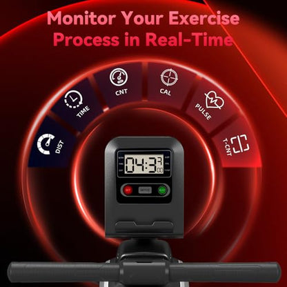 Magnetic Rowing Machine for Home, 16‑Level Magnetic Resistance Quiet Rower, 30dB Ultra‑Silent Foldable Row Machine, LCD Monitor Indoor Rower, Max 330 LBS for Small Apartment Home Gym