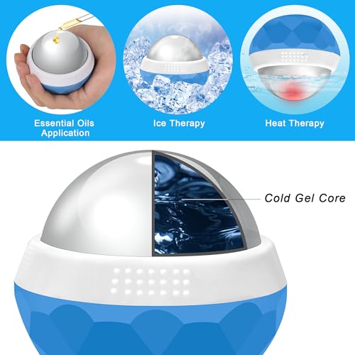 Cold Massage Roller Ball, Cryosphere Cold Massage Ball with Cold Gel Core - color: Blue White