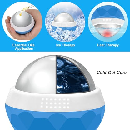 Cold Massage Roller Ball, Cryosphere Cold Massage Ball with Cold Gel Core - color: Blue White