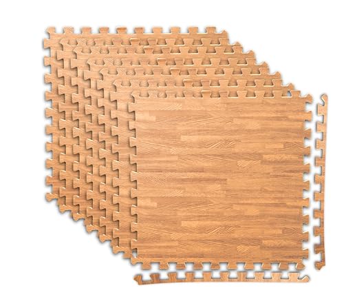 Art3d 48 Sq.Ft Eva Puzzle Exercise Mats, 24"x24" x 1/2" Thick Foam Interlocking Tiles for Flooring, Workout, Gym Equipments, Pack of 12, Teak - color: Teak, size: 48 Sq.ft