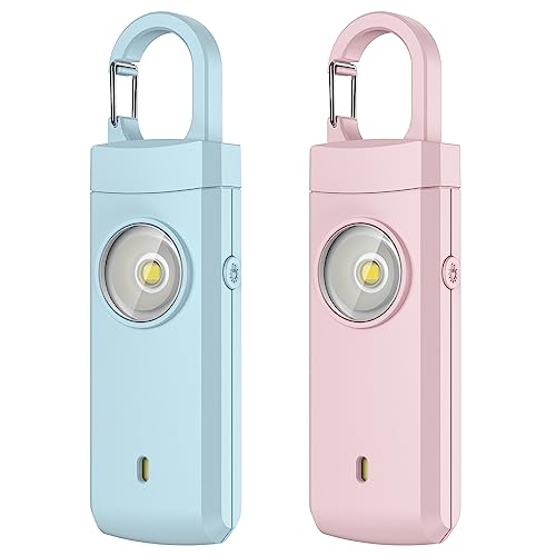 Rechargeable Personal Alarm for Women - 2 Pack Christmas Birthday Gifts for Women, Daughter, College Student, Teen Girl, Night Workers, Elders, Kids, Siren Alarm, USB Charging, Aqua&Pink - color: Aqua&Pink