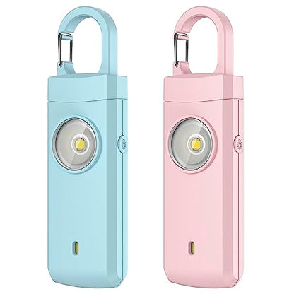 Rechargeable Personal Alarm for Women - 2 Pack Christmas Birthday Gifts for Women, Daughter, College Student, Teen Girl, Night Workers, Elders, Kids, Siren Alarm, USB Charging, Aqua&Pink - color: Aqua&Pink