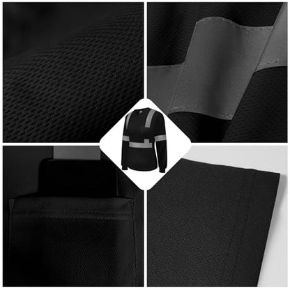 Safety Shirts for Women High Visibility Shirts, Black-CV XS - color: Black-wcxj, size: X-Small
