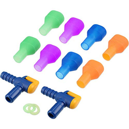 Skylety 8 Pieces Bite Valve Replacement Silicone Mouthpieces for Most Brands with 2 Pieces Shut Off Valve and Tube O Ring for Hydration Pack Bladder (Green, Orange, Blue, Purple)
