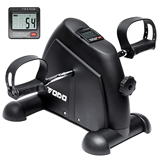 TODO Mini Exercise Bike Pedal Exerciser Foot Peddler Portable Therapy Bicycle with Digital Monitor - color: Silver