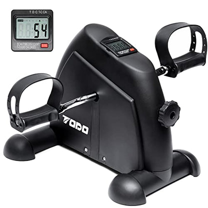 TODO Mini Exercise Bike Pedal Exerciser Foot Peddler Portable Therapy Bicycle with Digital Monitor - color: Silver