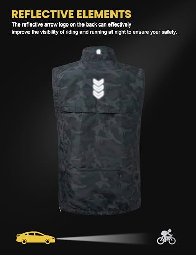 Little Donkey Andy Men's Lightweight Summer Vest Windproof Packable - color: Black Camo, size: Medium