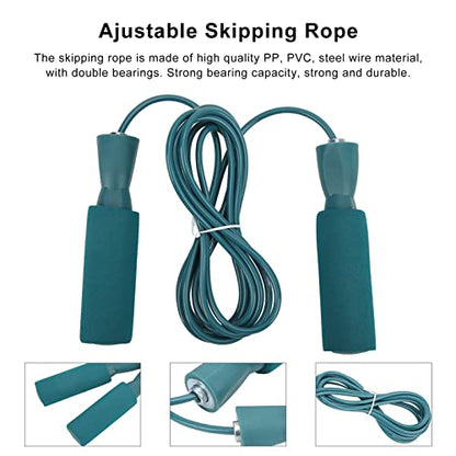 Generic Steel Wire Jumping Rope, Adjustable Skipping Rope with Double Bearings and Memory Foam Handle, for Men Women and Children - color: Blue