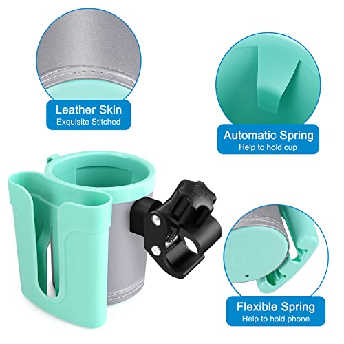 Accmor Stroller Cup Holder with Phone Keys Holder, 3-in-1 Universal Cup Holder, Drinks Bottle Holder for Stroller, Bike, Wheelchair, Walker, Scooter - color: Grey Green