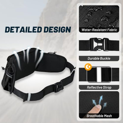 MIER Hydration Waist Pack with Soft Flasks (2x300ml) for Women Men - color: Black