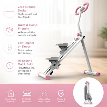Stair Stepper Machine with Handlebar, Foldable Step Machine for Exercise at Home, Adjustable Height Cardio Workout Equipment with LCD Monitor, Compact Fitness Stepper for Full Body Workout