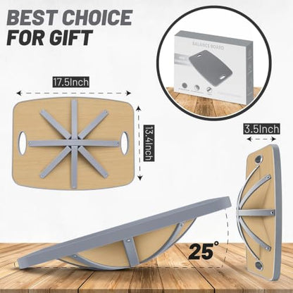 Advanced Wood Balance Board, Table Balance Board, Office Swing Board, for Physical Therapy, Fast Fitness Training and Outdoor Sports Balance Training Device - color: Advanced wood grain gray