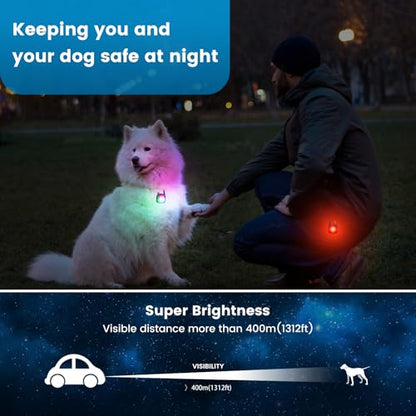 Dog Collar Light, 2 Pack Rechargeable Dog Light Clip On, 80LM Brightness 4 Color Modes Dogs Lights for Night Walking, Waterproof Pet Camping Essentials for Running, Cycling, Hiking (Black)