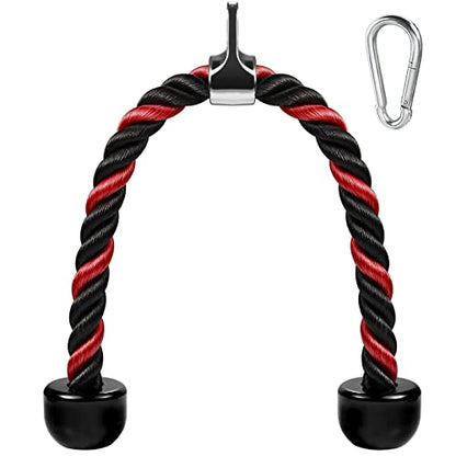 Tricep Rope Cable Attachment for Gym, 27 & 36 Inch, Non-Slip Grip - color: Red&Black-36''
