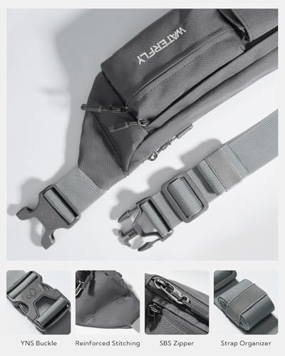 WATERFLY Small Crossbody Fanny Pack, Slim Waist Bag Chest Pouch Gray - color: Gray