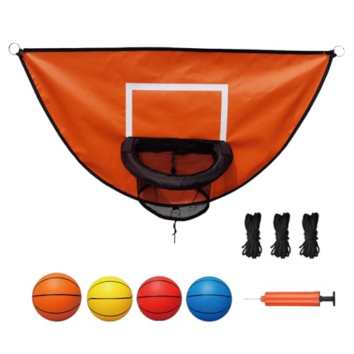 Trampoline Basketball Hoop, with Pump and 4 Mini Balls, Easy to Install, Universal Trampoline Accessories, Trampolines Basketball for Dunking - color: Orange
